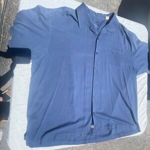 Tommy Bahama Men’s 100% Silk Shirt Size XXL Button Up Relaxed  Lightweight Blue